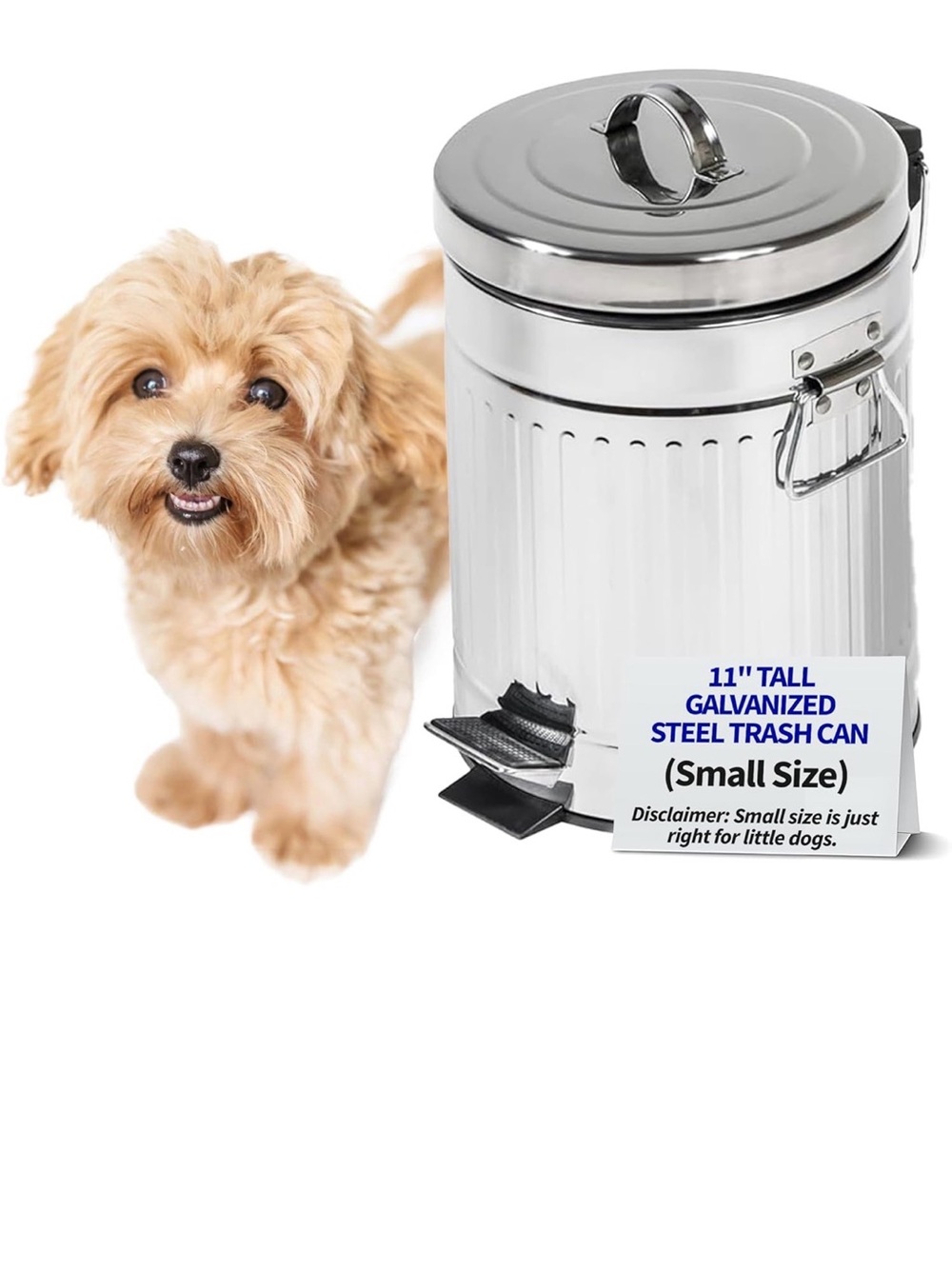New Open Box Pet Fit For Life Steel Trash Can with Lid, Small, 5L/1.3 Gallons